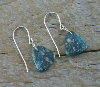 Native American Turquoise Slab Earrings - Small